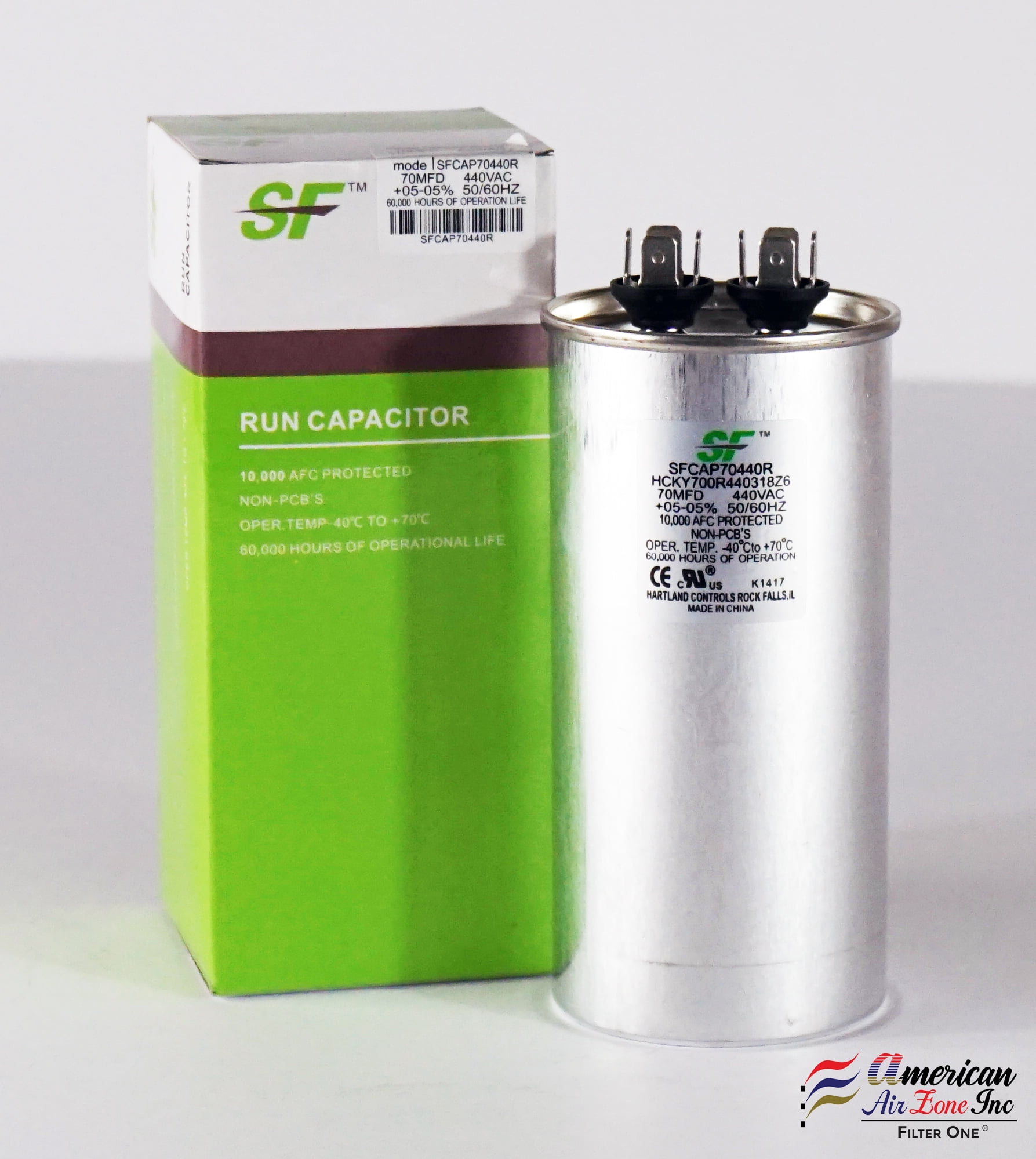 TRANE SF Run Capacitor 70 MFD (MicroFarad) 370/440 Volts (2 Pack) Run Capacitor (Oval
