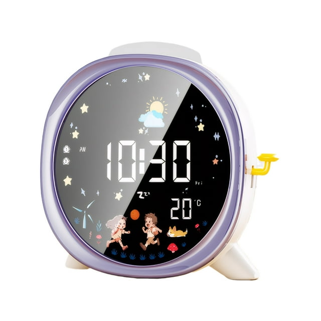 Bewildely Reloj de con alarma digital, construcción duradera y visualización de temperatura en tiempo real. Electrodomésticos morados