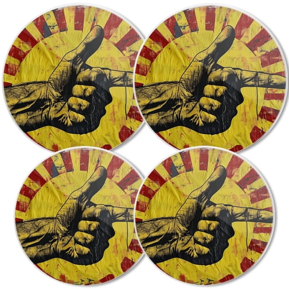 Gas Stove Burner Cover,White Electric Stove Top Protector,Easy to Clean,Hand Gesture Against A Radiating Yellow - Red Background