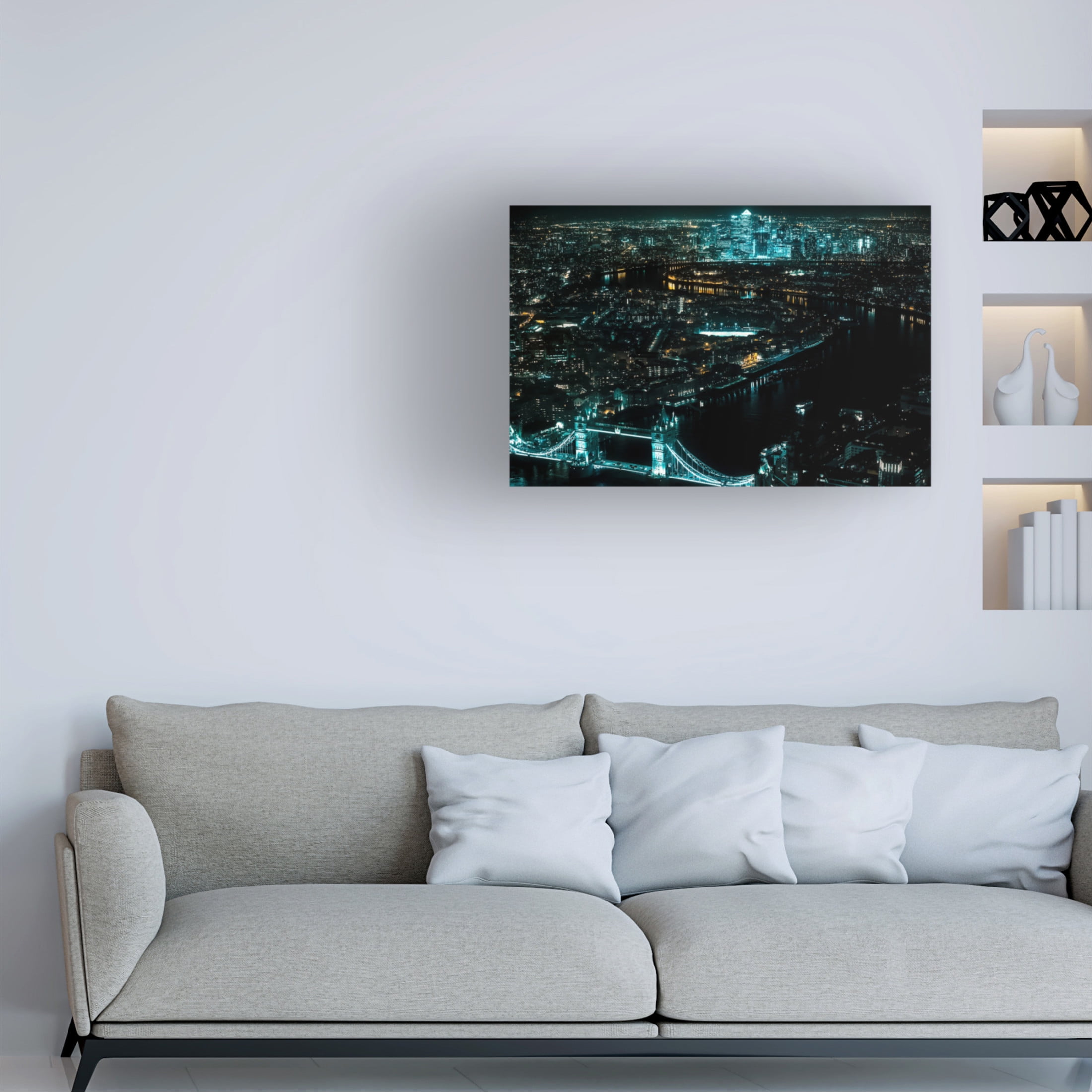 Canvas Wall Art - ShutterLore  'Cyberpunk London - I' Wall Art for Living Room, Bedroom, or Office Décor by Trademark Fine Art - 19 x 12 Inches