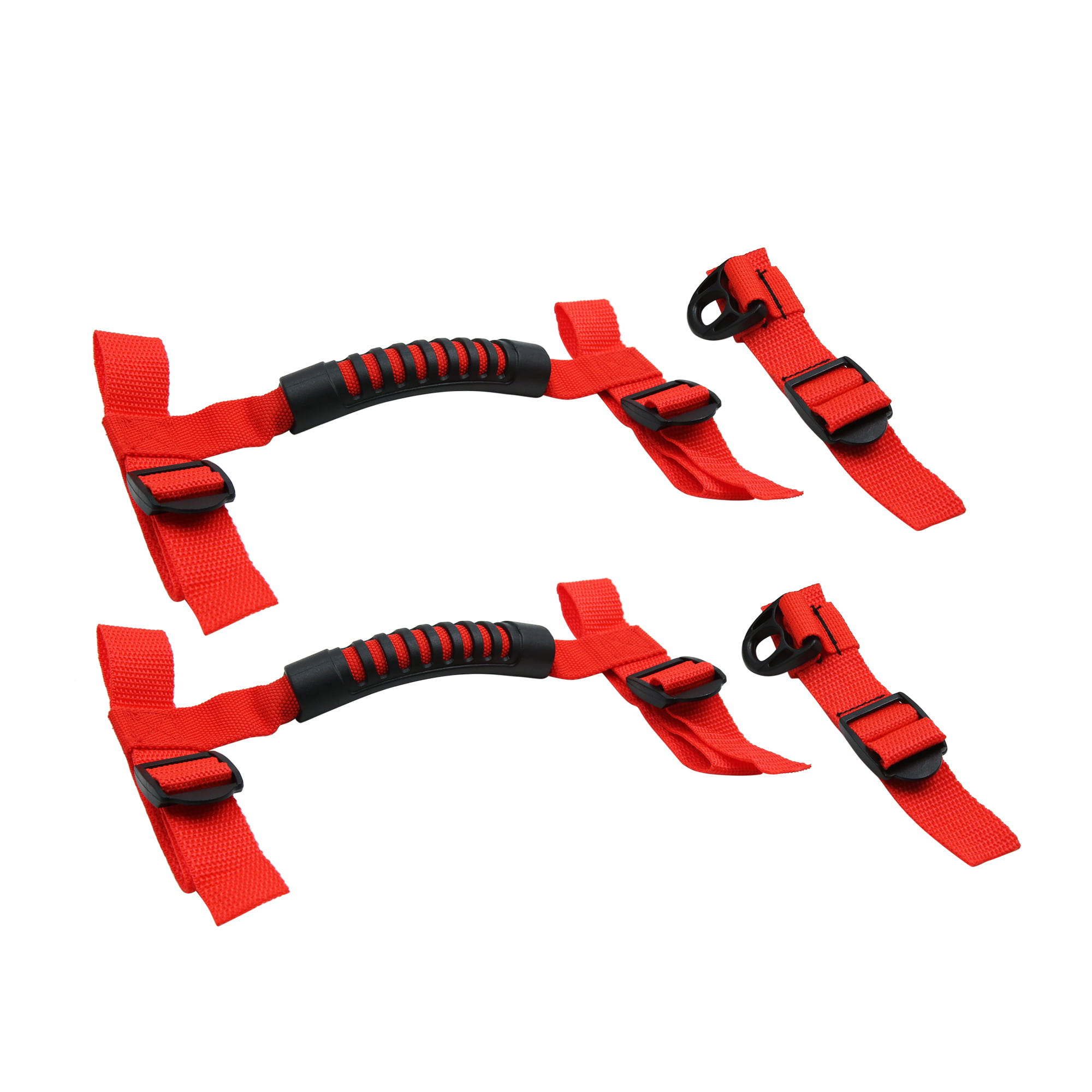 2 Set Red Car Roll Bar Grab Handle Handrail with Buckle for Jeep Wrangler - Walmart.com