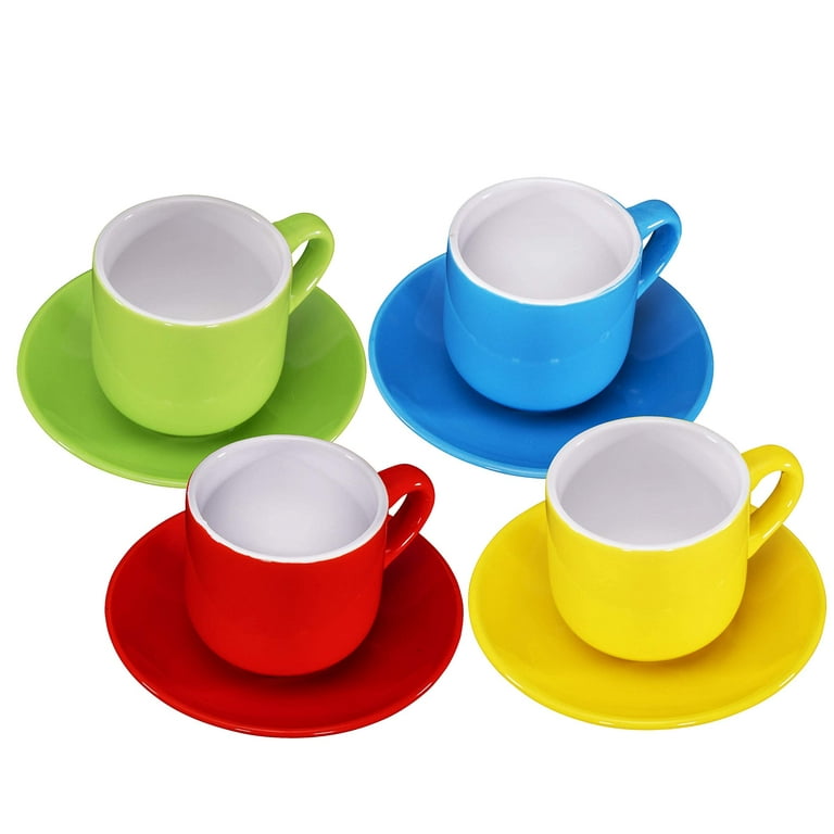 Bruntmor 4 Oz Espresso Cups And Saucers Set, Made Of Pro-grade Porcelain  That's Chip Resistant, BPA, Cadmium And Lead Free, Microwave, Oven and