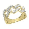 thumbnail image 1 of Dazzlingrock Collection Round White Diamond Out Bling Cuban Link Band Ring for Women (0.42 ctw, Color I-J, Clarity I1-I2) in 18K Yellow Gold, Size 6.5, 1 of 5