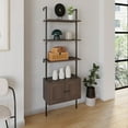 thumbnail image 2 of happimess MSH1002C Tulare 72.05" MidCentury Industrial 4-Shelf Wood Wall-Mounted Open Ladder Bookcase with Cabinet and Metal Frame, Brown/Black, 2 of 9
