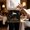 Gold Black, variant on Golden Black Waitress Apron with 3 Pockets, Coastal Sun Moon Mysterious Abstract Server Aprons Waterproof Kitchen Restaurant Half Waist Apron for Men Women