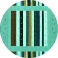 thumbnail image 1 of Ahgly Company Machine Washable Indoor Round Abstract Turquoise Blue Contemporary Area Rugs, 6' Round, 1 of 4