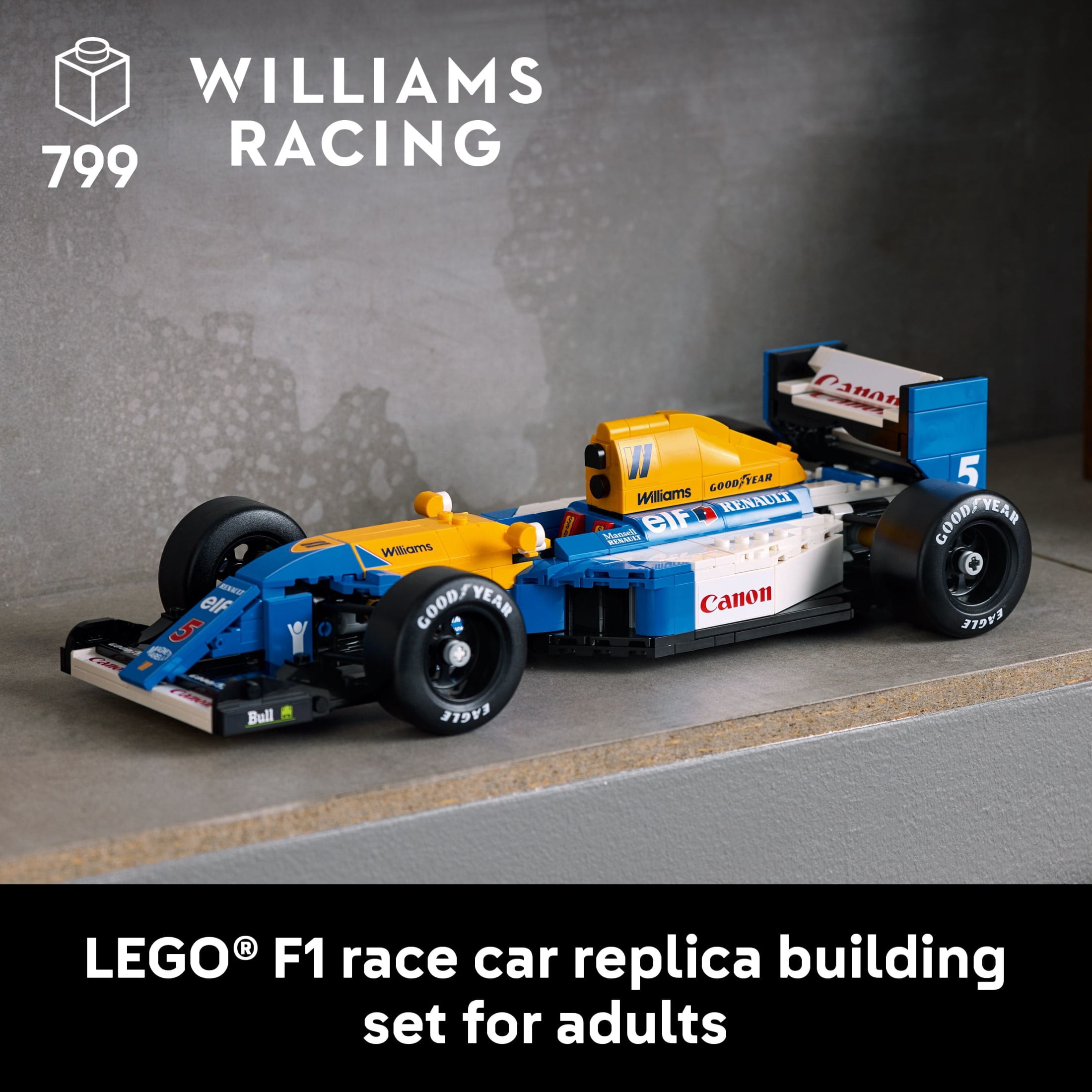 LEGO Icons Williams Racing FW14B & Nigel Mansell F1 Model Car Kit - Building Set for Adults, Ages 18+ - F1 DIY Craft for Display - Birthday Gift Idea - 10353