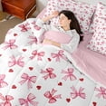 thumbnail image 4 of Manfei Polka Dots Bow Knot Twin Bedding Sets 7-Piece, Red Love Heart Print Bedding Comforter Set, White Pink Girl Sheet Sets, Lightweight Bedroom Decor, 4 of 8