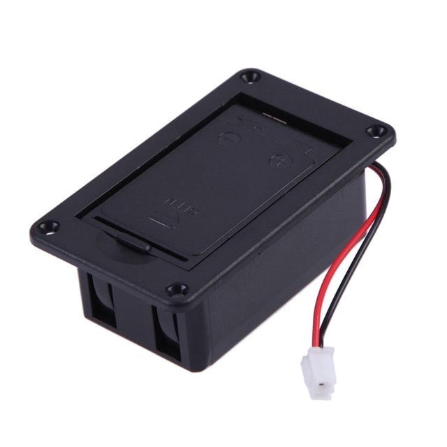Kuymtek 1 caja de batería de 9V, soportes de cubierta para pastilla de bajo de guitarra, negro