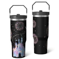 30 Oz Tumbler Watercolor Gradient Castle Tumbler with Lid and Straw, Birthday Gift Cup for Friend Women Men Coffee Travel Mug Thanksgiving Day Halloween Christmas Gift Water Bottle