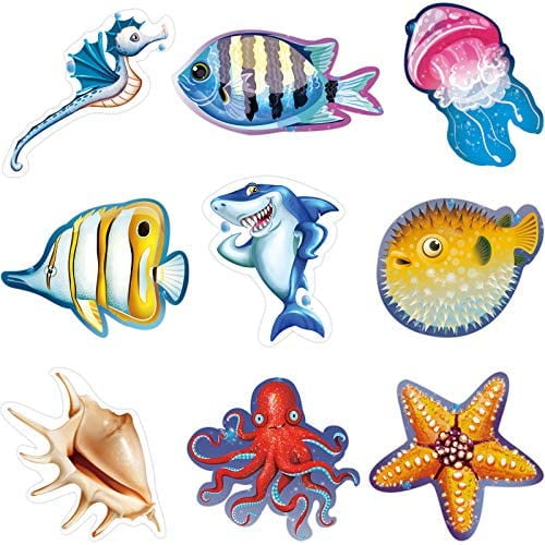 45 Pieces Ocean Cutouts Fish Cutouts Sea Cutouts Ocean Bulletin Board Ocean  Classroom Decorations with Glue Point Dots for School Luau or Under The Sea  Fishing Birthday Themed Party, 5.9 x 5.9