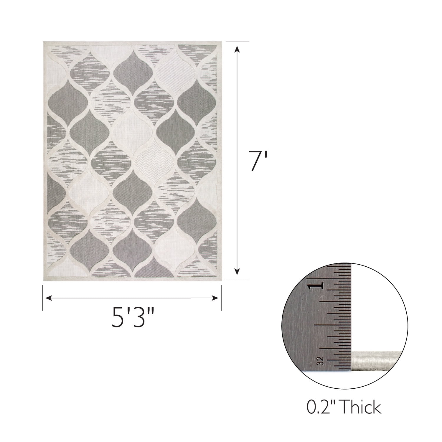 Leick Home Laurus Indoor Outdoor Area Rug, 5-Foot 3-Inch by 7-Foot