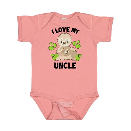 

Inktastic Cute Sloth I Love My Uncle with Green Leaves Gift Baby Boy or Baby Girl Bodysuit