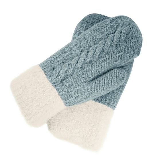 Uooqdmx Gloves for Cold Weather Winter Gloves Women Men Cold Weather Gloves Winter Gloves Mittens Thick Thermal Plush Mittens Womens Warm Fingerless Gloves Warm Gloves Blue One Size