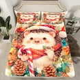 thumbnail image 2 of Homewish Kawaii Animal Hedgehog 3pcs Twin Sheet Sets for Kids Children Teens,Happy Xmas Theme Twin Fitted Sheet,Merry Christmas Breathable Flat Sheet,Lightweight Room Decor, 2 of 7