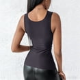 thumbnail image 4 of Womens U Neck Shapewear Built-in Bra Tank High Strechy Sleeveless Slim Fit Tops Camisole Workout Tops Black XL, 4 of 6