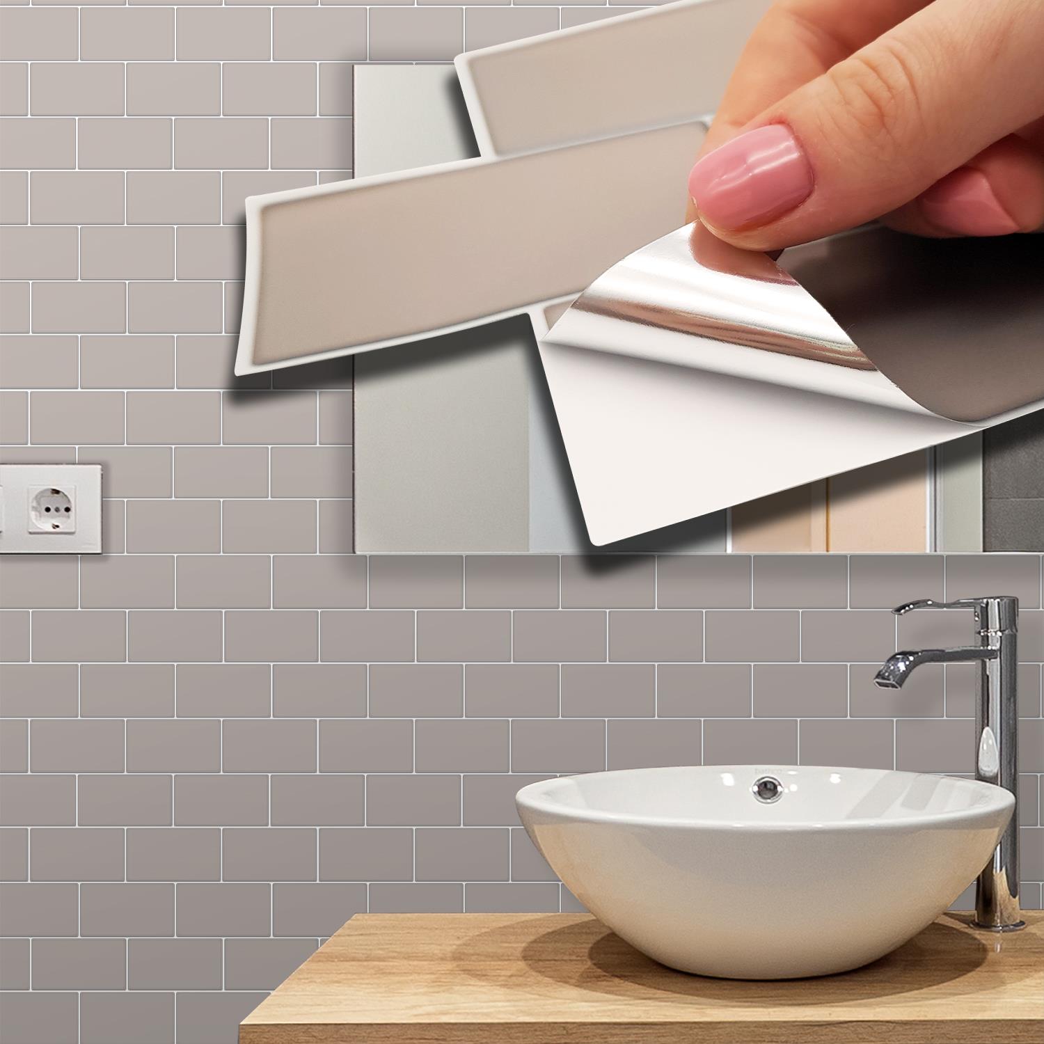 Walplus Peel and Stick Backsplash Harbor Grey Metro Flat Wall Tile