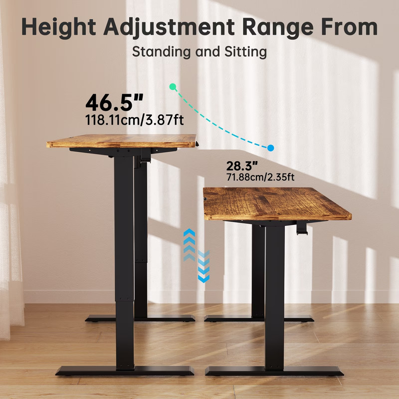 CHITOOMA 48" Electric Standing Desk, Rustic Brown photo 4
