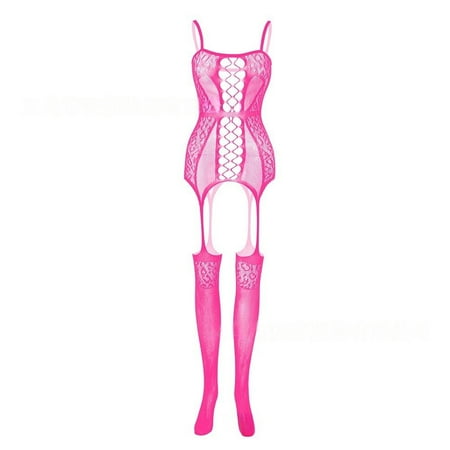 Chuancc Womens Underwear Women S Fashion 1 Piece Set Of Erotic Lingerie Sexy Garter Net Stockings Open Bottom Non Slip Transparent Stockings Sexy Underwear for Women Sex Bra Clearance Hot Pink
