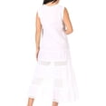thumbnail image 2 of Sakkas Fiona Casual Summer Sleeveless Long Maxi Boho Peasant Dress w/Lace Floral - White - XLP, 2 of 5
