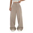 thumbnail image 2 of Women's Casual Pants High Waisted Side Pocket Straight Leg Work Pants Women'S Fashionable High Waist Zipper Casual Pants Suit Pants,Yellow Women's Casual Pants L, 2 of 8