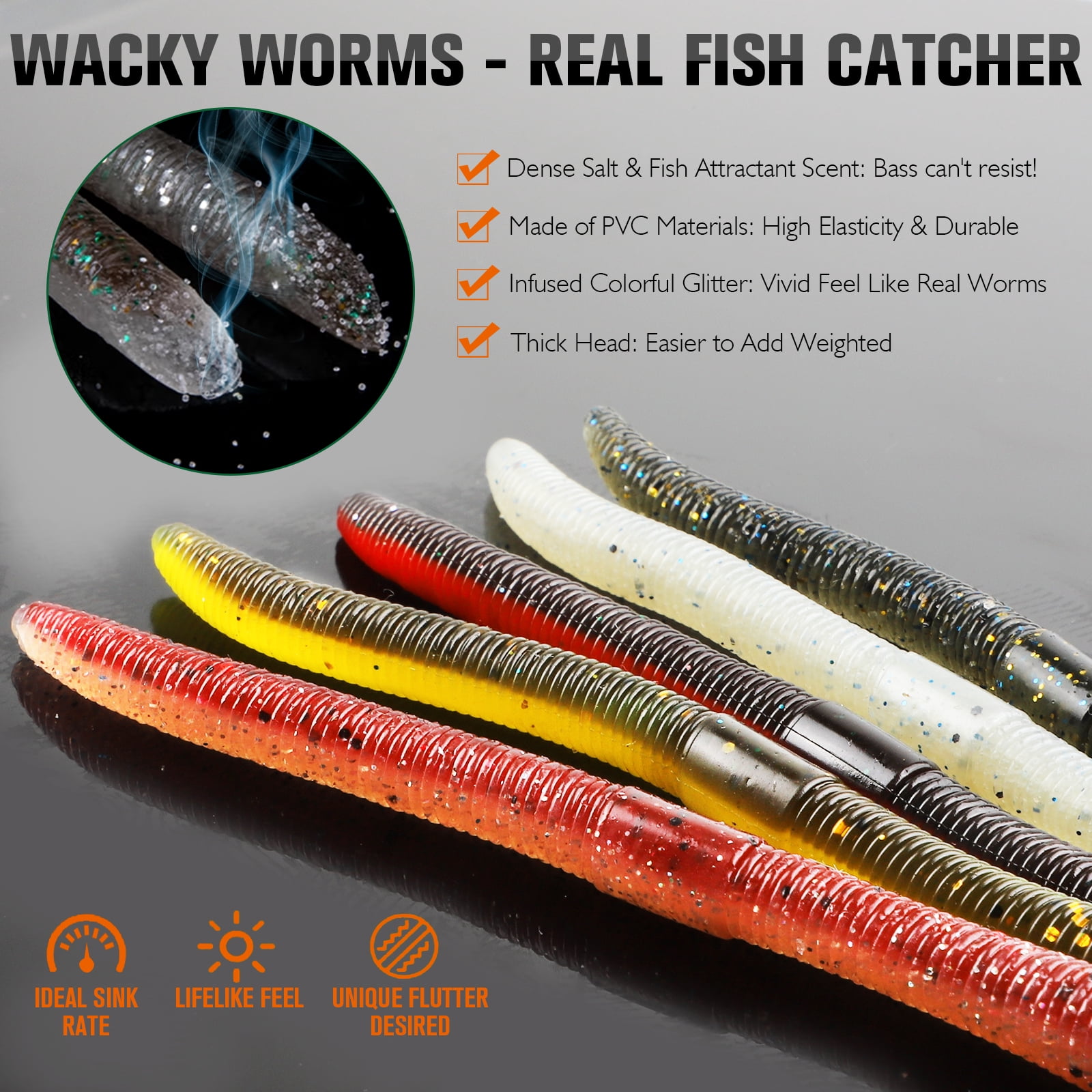 Wacky Rig Kit 131PCS Weedless Worm Hooks Jig Heads O-Rings Soft Plastic Bass Fishing Set Fishing
