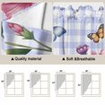 thumbnail image 5 of Swag Valance Curtains for Windows, Pink Flowers Light Filtering Kitchen Curtains with Rod Pocket, Spring Floral Butterfly Leaves Plants Blue Plaid Window Treatment Valances, 36x63 - 2 PCS, 5 of 9