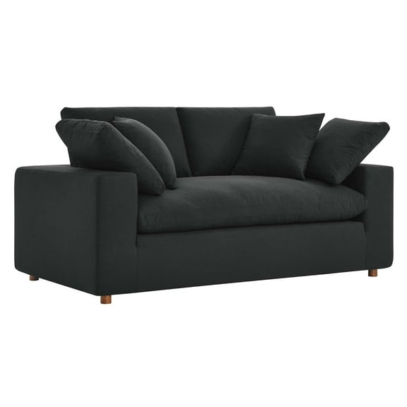 Modway Commix Down Filled Overstuffed Loveseat in Black