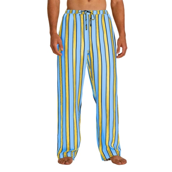 hotojiny Men's Striped Pants Casual Linen Pants Comfortable Elastic Waist Summer Trousers Loose Fit Lightweight Beach Clothes