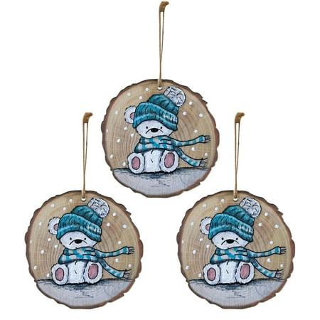

Jeborah Lovely Christmas Round Wooden Hanging Animal Print Pendant