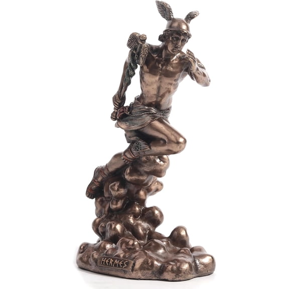Veronese Design Hermes Greek Herald of the Gods Cold Cast Resin Bronze Finish Figurine 6 1/8 In