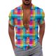 thumbnail image 1 of Camisas Vaqueras Para Hombre XXL Moda para hombre y ocio 3D Impresión digital Botón Solapa Camisa de manga corta Tops (Blue, 4XL), 1 of 4