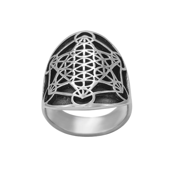 81stgeneration Bague Géométrique Sacrée Cube en Argent Sterling 925 pour Hommes et Femmes