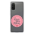 thumbnail image 1 of DistinctInk Clear Shockproof Hybrid Case for Galaxy S20 / S20 5G (6.2" Screen) - TPU Bumper Acrylic Back Tempered Glass Screen Protector - Love You Mum - Pink Ribbon, 1 of 2