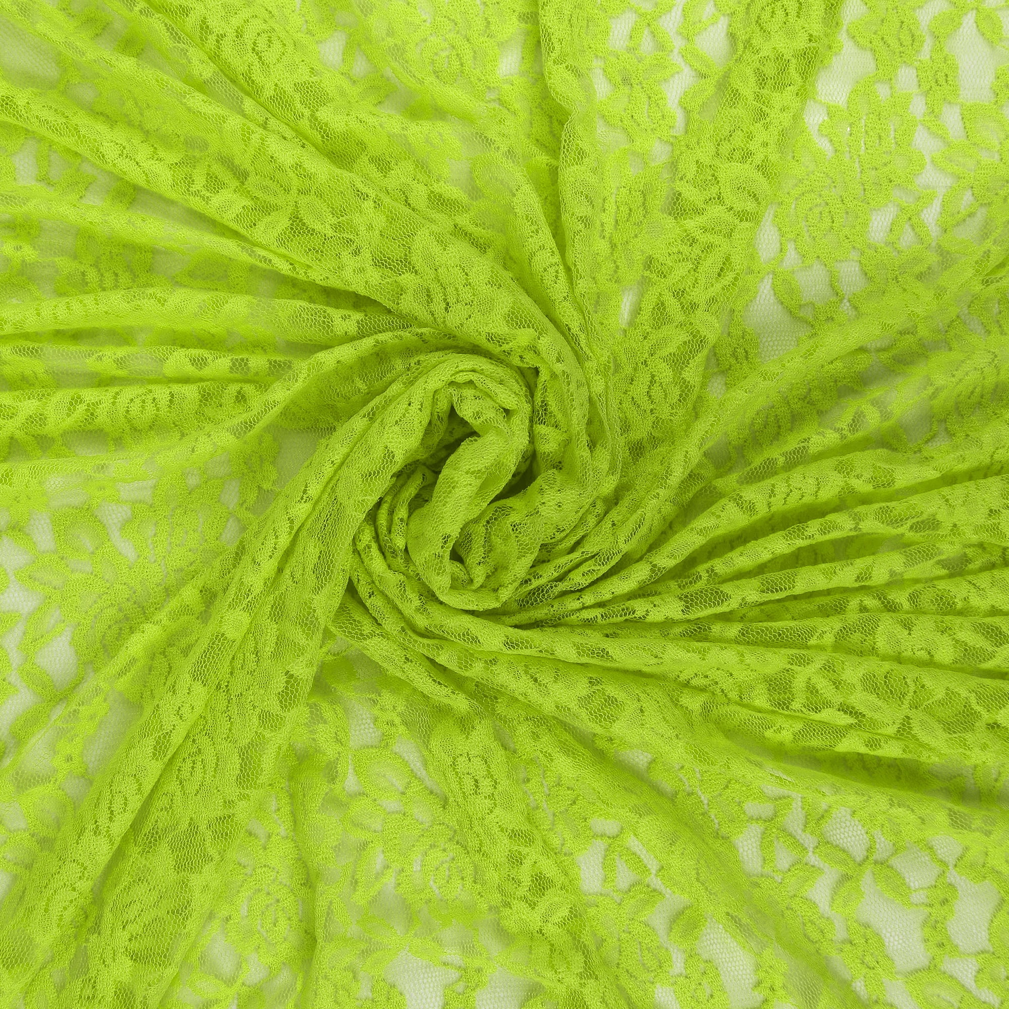Romex Textiles Nylon Spandex Floral Lace Fabric - Neon Yellow