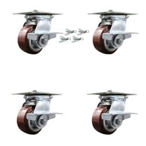 4 Inch Polyurethane Caster Set with Ball Bearing and Brakes/Swivel Locks SCC
