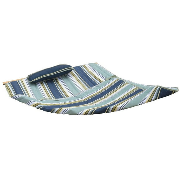 Island Retreat NU6802 Ensemble de Hamac de Loisirs Extérieur avec Oreiller et Coussin - Rayure Turquoise Côtière