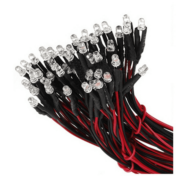 20 Pcs 12V 20cm LED Pre Wired 3mm Red