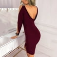 thumbnail image 4 of LYXSSBYX Women Long Sleeve Fall Drees for Women Sexy V-Neck Cocktail Mini Dress Straples Party Pencil Short Dresses, 4 of 6