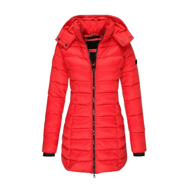 RXMEKW Parka à Manches Longues Rembourrée pour Femmes, Veste Mi-Longue Décontractée à Capuche avec Poches, Vert Armée G
