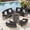 Black, variant on MEISSALIVVE 6-Piece Half-Moon Curved Outdoor Patio Furniture Set, Sectional Conversation Sofa with Wood Armrests, Coffee & Side Tables for Backyard Deck Garden, Red