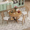 thumbnail image 5 of HighSound 5-Piece Dining Table Set, Mid-Century Wood Kitchen Table with Extendable Dining Table & 4 Upholstered Dining Room Chairs, Natural, 5 of 9