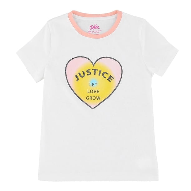 Playera Para Niña Justice Manga Corta Estampado Corazon Blanco Talla 14
