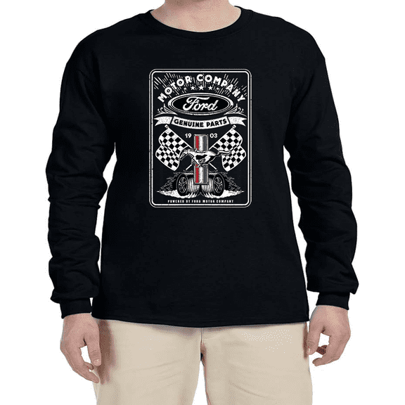 Ford Checkered Flag Ford Racing Mustang T-shirt Mens Graphic Tees Long Sleeve Tee Shirt