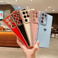 thumbnail image 6 of Compatible with Samsung Galaxy S23 Ultra 5g 6.8" Phone Case Luxury Plating Cute Love Heart Cover Full Camera Protection Soft Silicone Shockproof Bumper with Side Hearts Pattern (Pink), 6 of 11