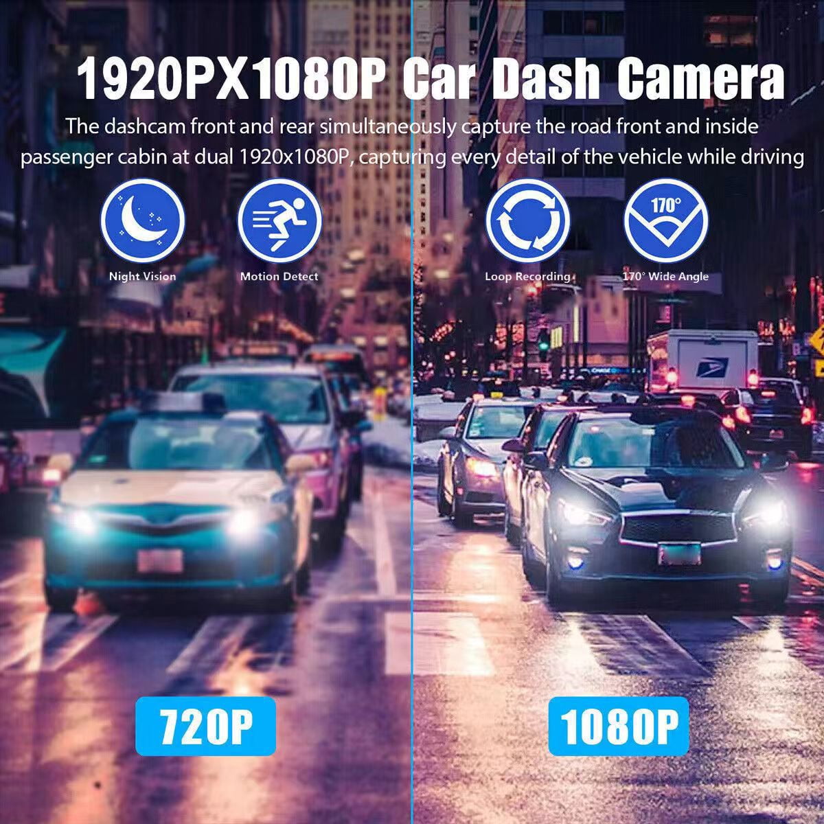Y15 3 Channel Dash Cam,WiFi Dash Camera,App Control Car Camera,IR Night Vision,WDR,24H Parking Monitor,Loop Recording Car DVR