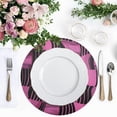 thumbnail image 4 of Ryvnso Pink Checkered Grid Art Pattern Round Plate Mats Dining Table Placemat Set of 4 for Holiday Decoration, 4 of 7