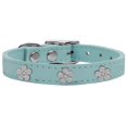 thumbnail image 1 of Silver Flower Widget Genuine Leather Dog Collar Baby Blue 16, 1 of 1