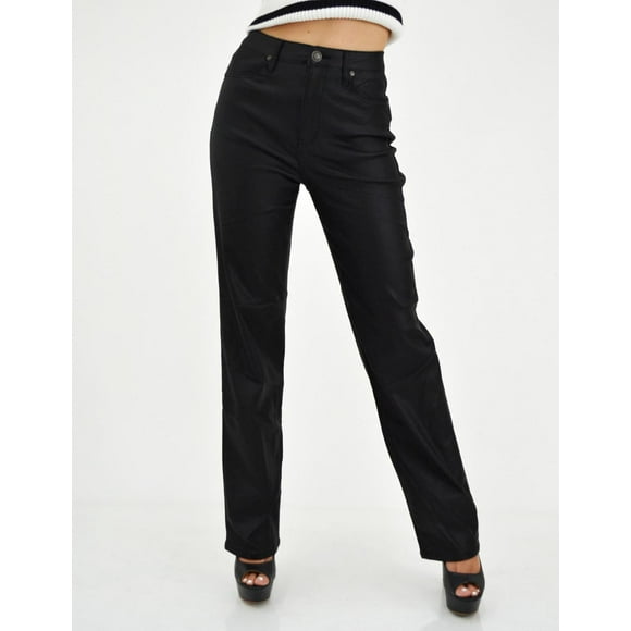 Pantalón Wide Leg tipo vinipiel Roman Fashion 6435 negro