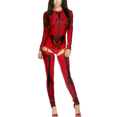 

WOXINDA For Women High Waist Tights Thigh High Stockings Skeleton Bodysuit With Printing Corset Vest